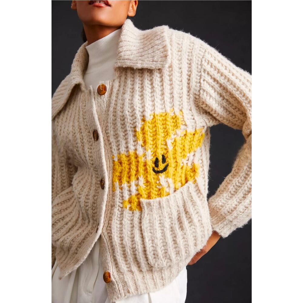 Pilcro by Anthropologie Flower Cardigan Sweater. Size L. Ret. $248